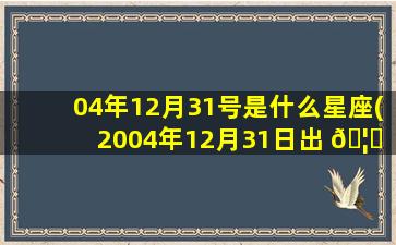 04年12月31号是什么星座(2004年12月31日出 🦍 生的是什么 🐠 座)